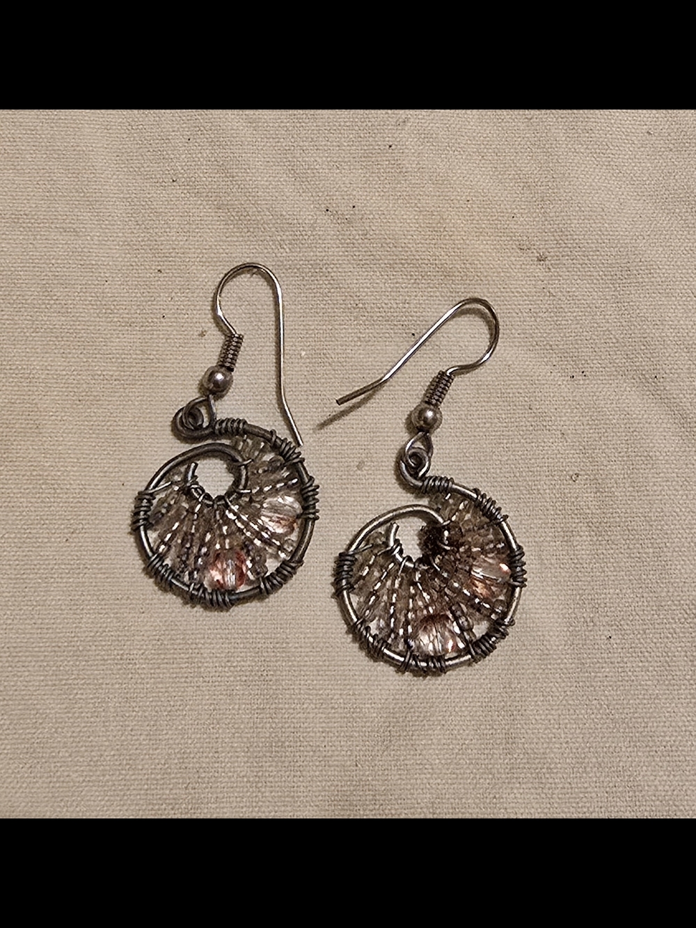 Delicate Pink Crystal Wire-Wrapped Drop Earrings